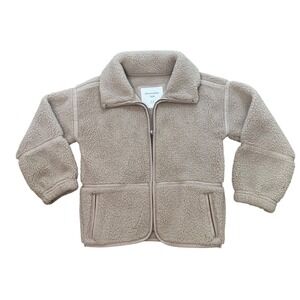 Abercrombie Kids Tan Faux Shearling Teddy Zip‎ Up Jacket Size 5/6 Beige Fleece